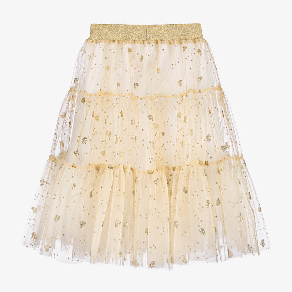 Childrensalon Occasions-Girls Sparkling Gold Tulle Skirt | Childrensalon Outlet