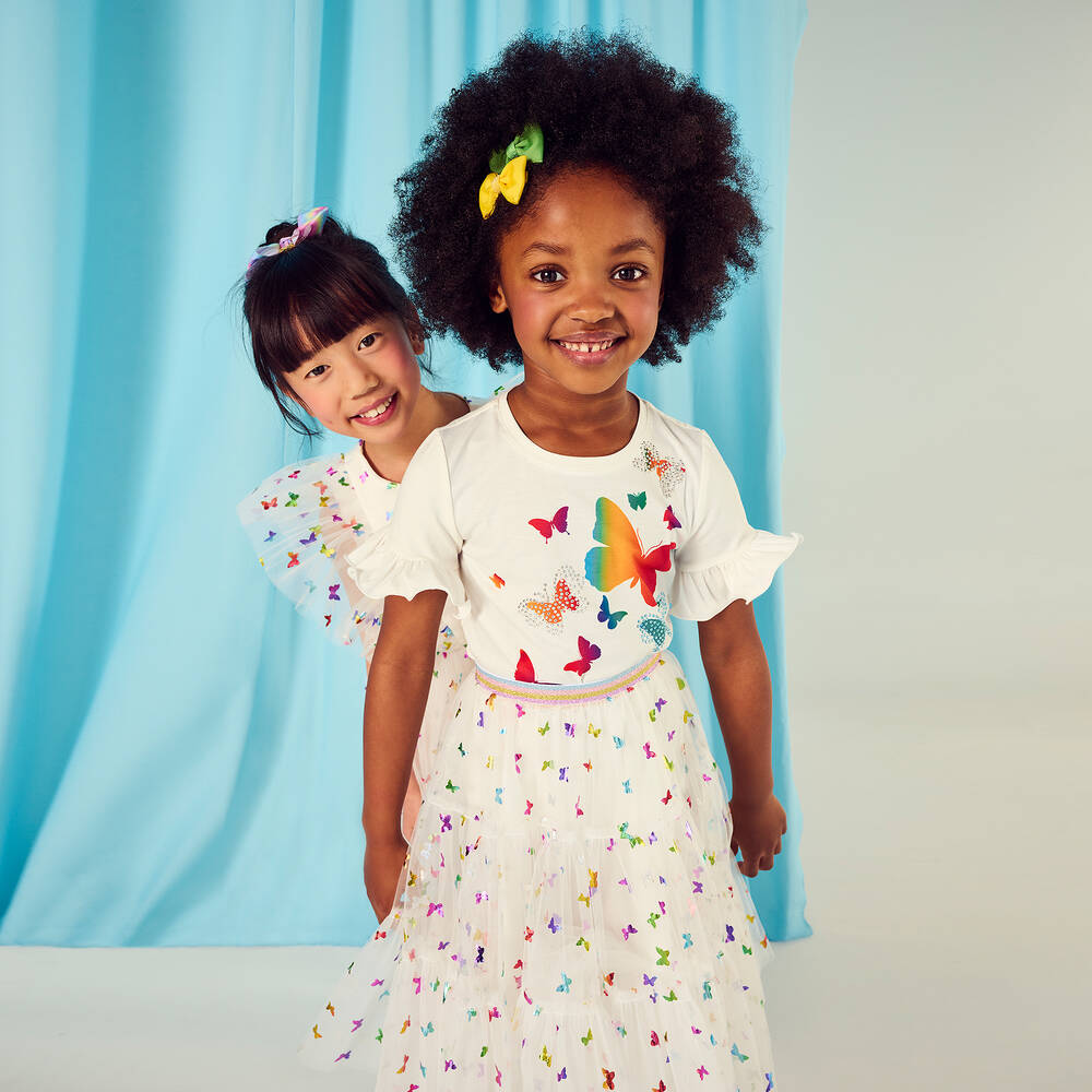 تشلدرن صالون-تيشيرت قطن جيرسي لون أبيض للبنات | Childrensalon Outlet