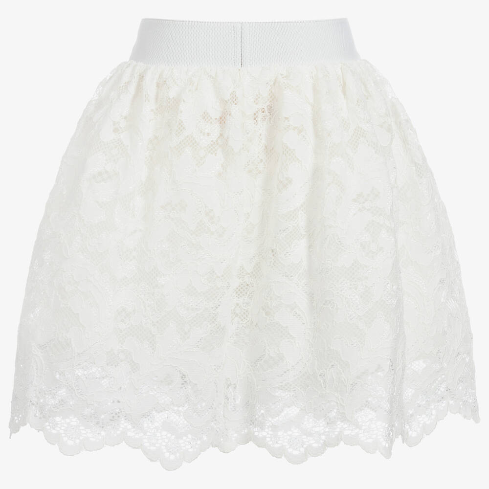 Childrensalon Occasions-Girls White Cotton Lace Skirt | Childrensalon Outlet