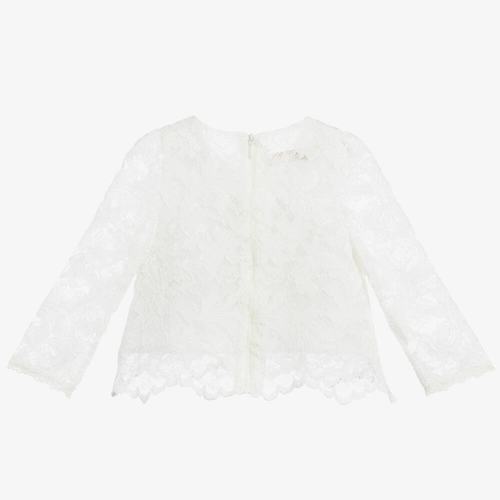 Childrensalon Occasions-بلوز دانتيل لون أبيض | Childrensalon Outlet