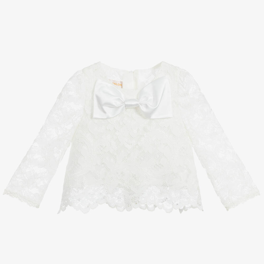 Childrensalon Occasions - Girls White Lace Blouse | Childrensalon