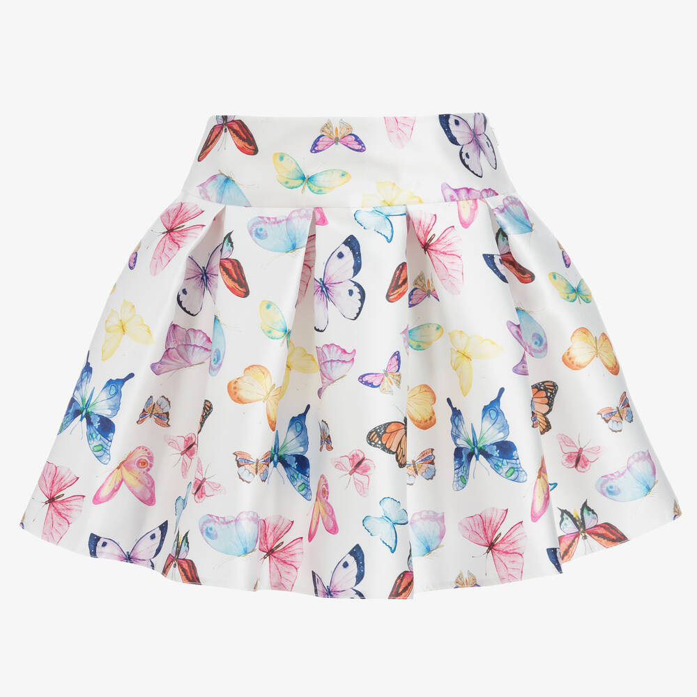 Childrensalon Occasions - Белая атласная юбка с бабочками для девочек | Childrensalon