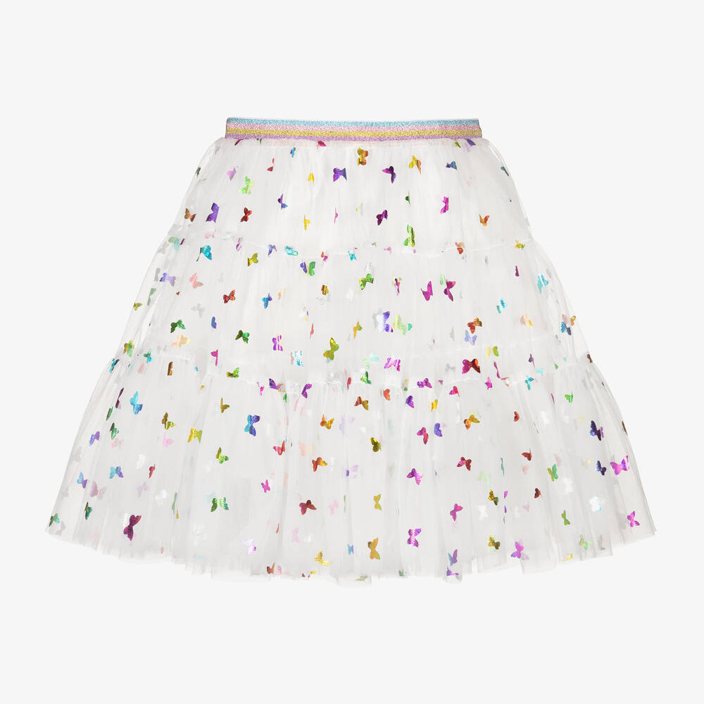 Childrensalon Occasions - Белая юбка из тюля с бабочками для девочек | Childrensalon