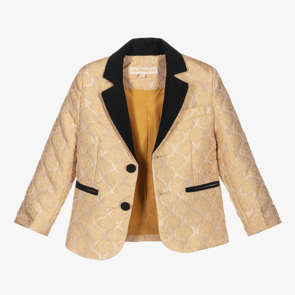 Childrensalon Occasions-Черно-золотистый костюм из парчи | Childrensalon Outlet