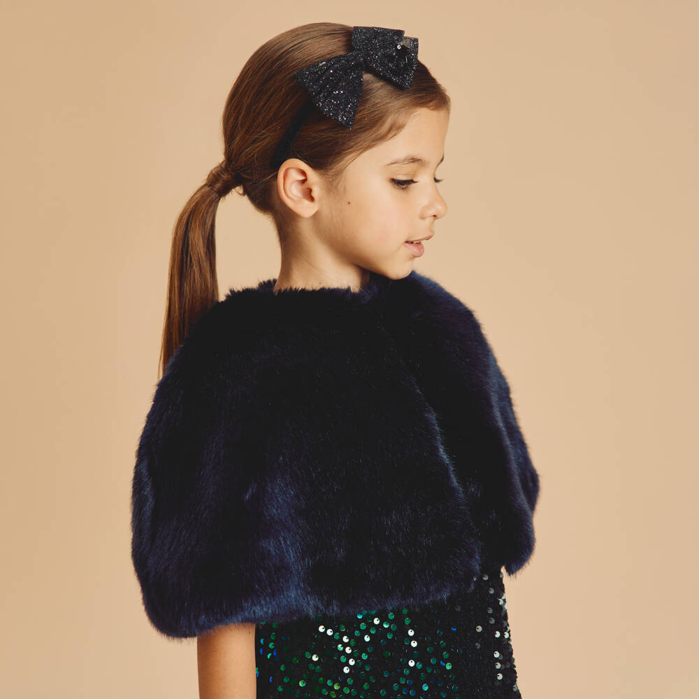 Childrensalon Occasions-Little Ladies Sparkling Dress & Plush Cape | Childrensalon Outlet