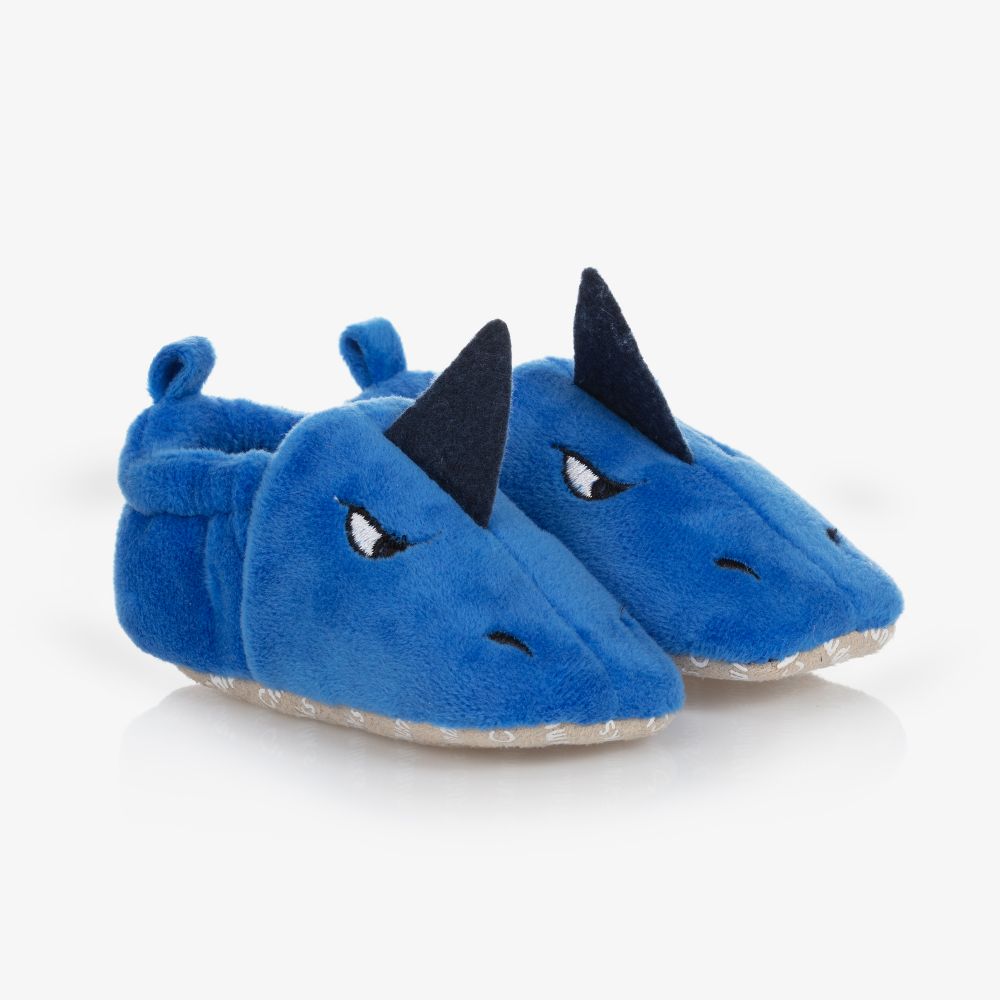 Chipmunks - Baby Boys Blue Shark Slippers | Childrensalon