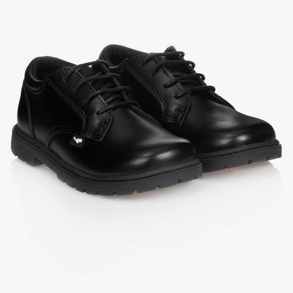 Chipmunks - حذاء جلد بأربطة لون أسود للأولاد | Childrensalon