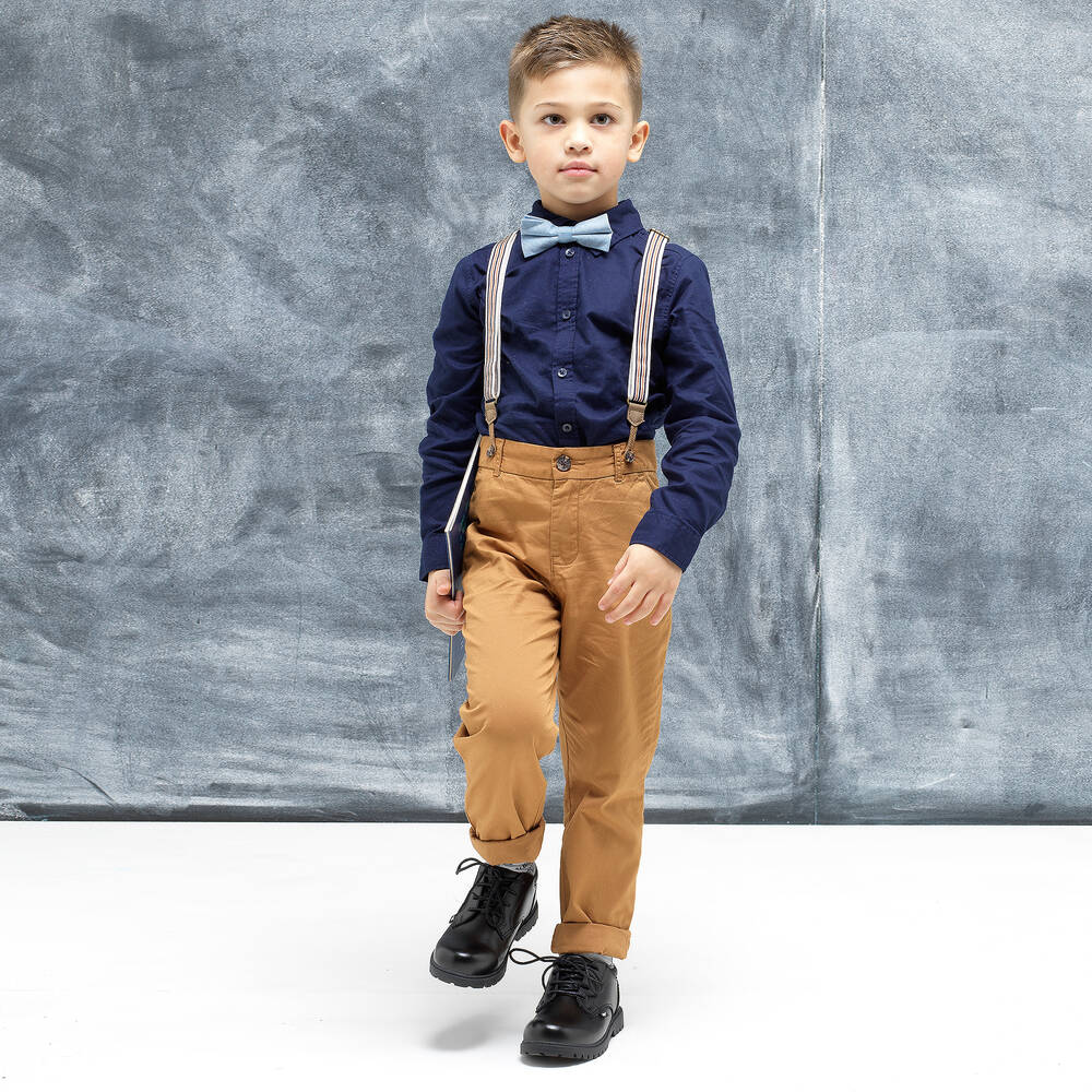 تشيبمانكس-حذاء جلد بأربطة لون أسود للأولاد | Childrensalon Outlet