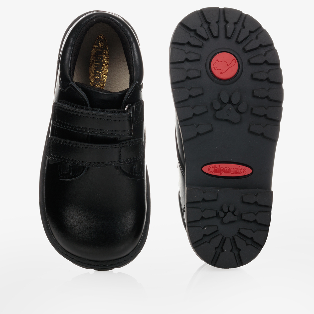 Chipmunks-Black Leather Velcro Shoes | Childrensalon Outlet