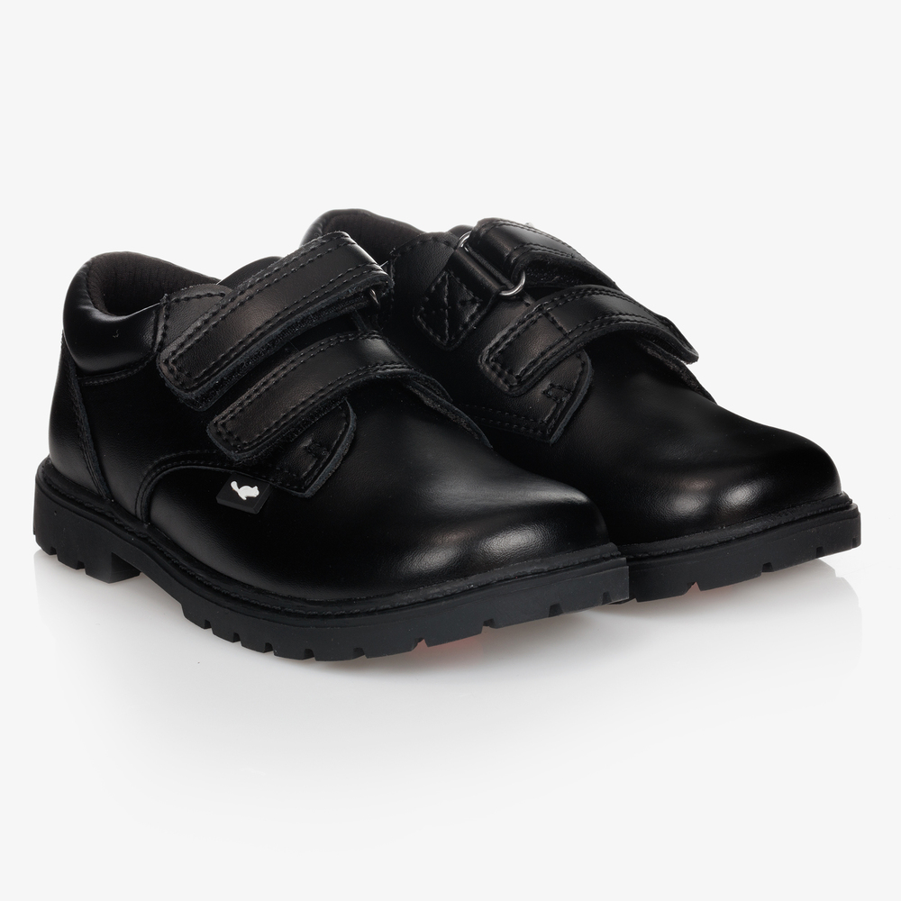 Chipmunks - Black Leather Velcro Shoes | Childrensalon
