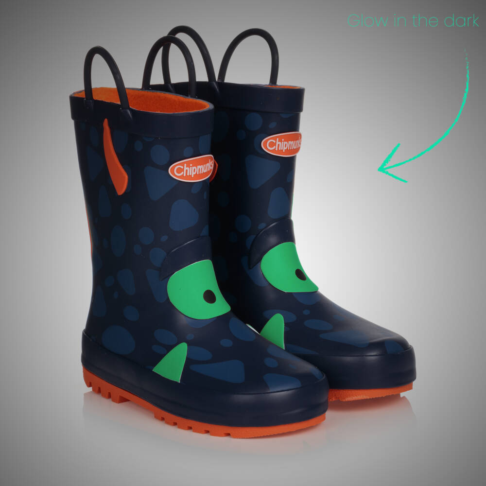 Chipmunks-Blue Monster Glow In The Dark Rain Boots | Childrensalon Outlet