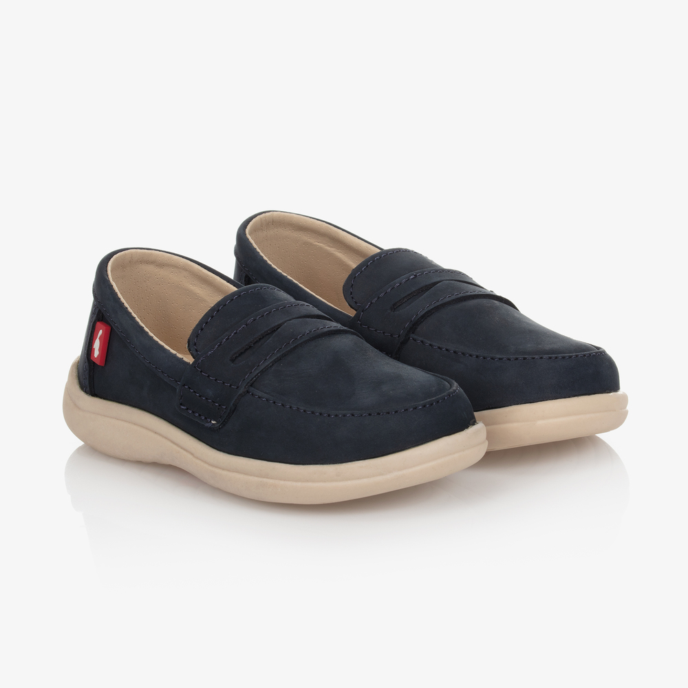 Chipmunks - Boys Blue Leather Loafers | Childrensalon