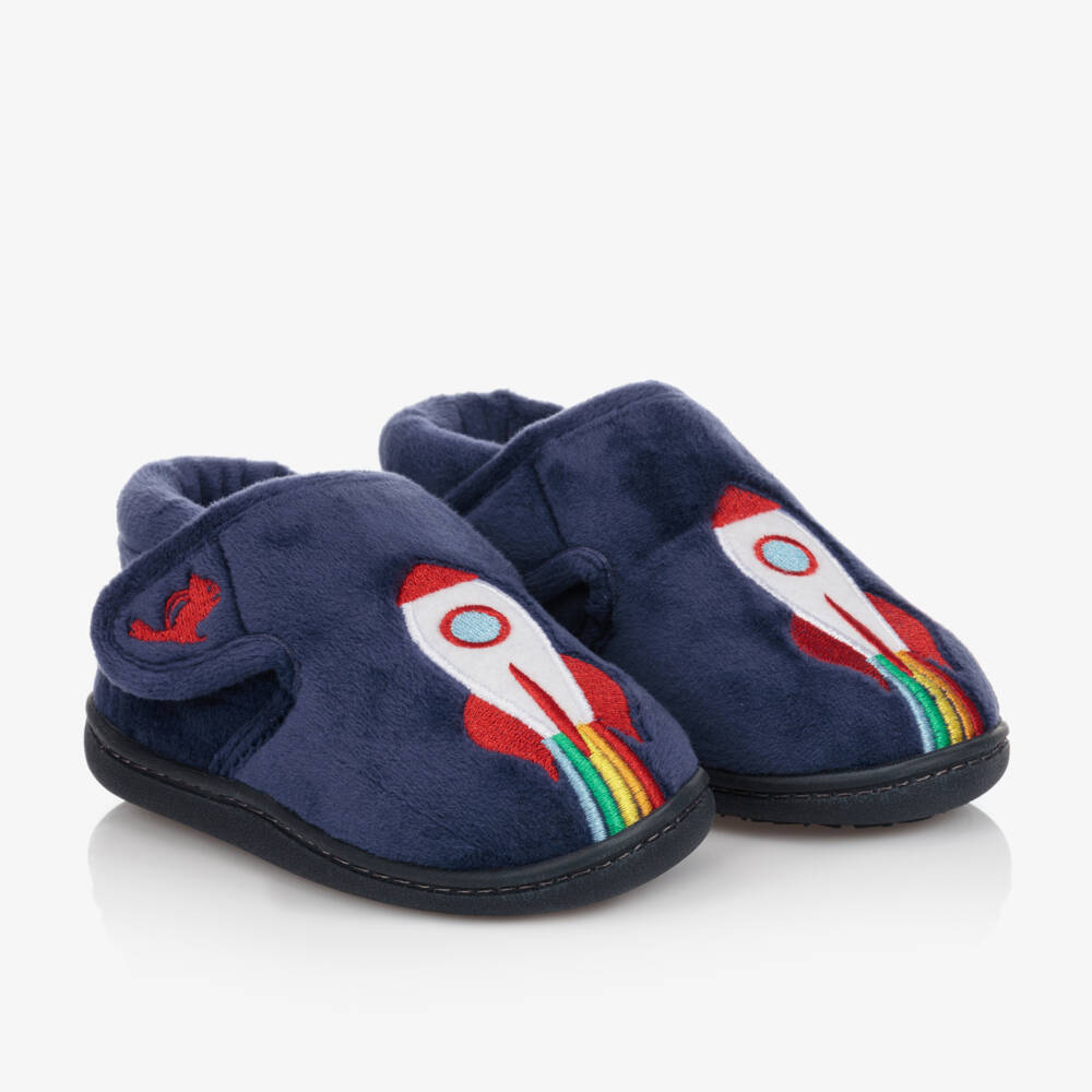 Chipmunks-Boys Blue Rocket Velcro Slippers | Childrensalon Outlet