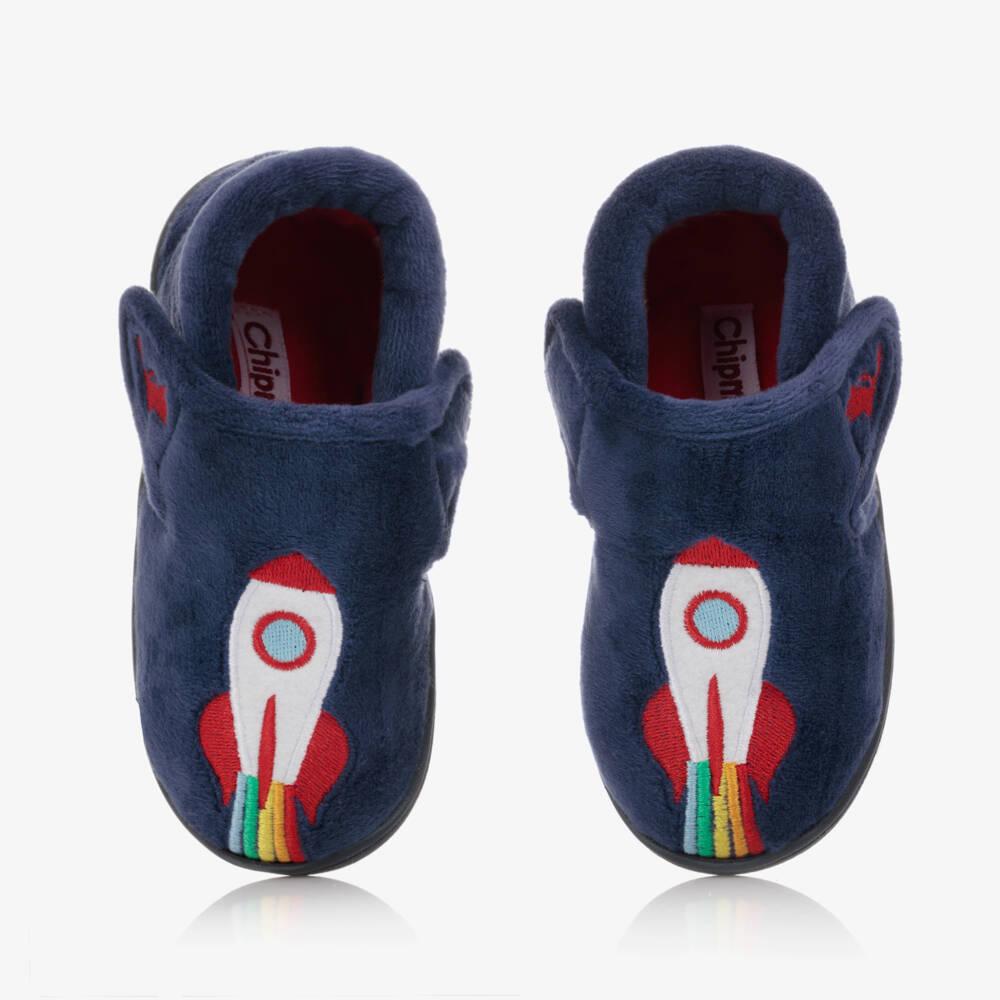 Chipmunks-Boys Blue Rocket Velcro Slippers | Childrensalon Outlet