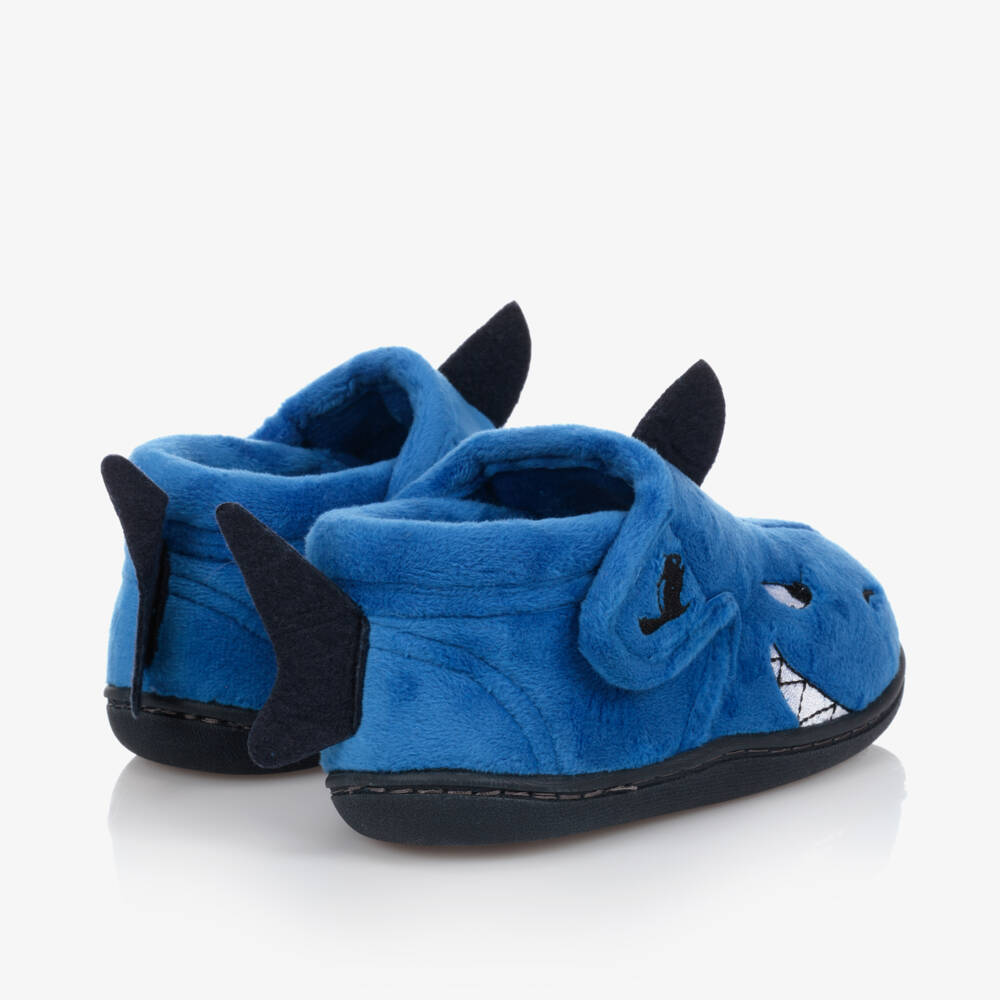 Chipmunks-Boys Blue Shark Velcro Slippers | Childrensalon Outlet