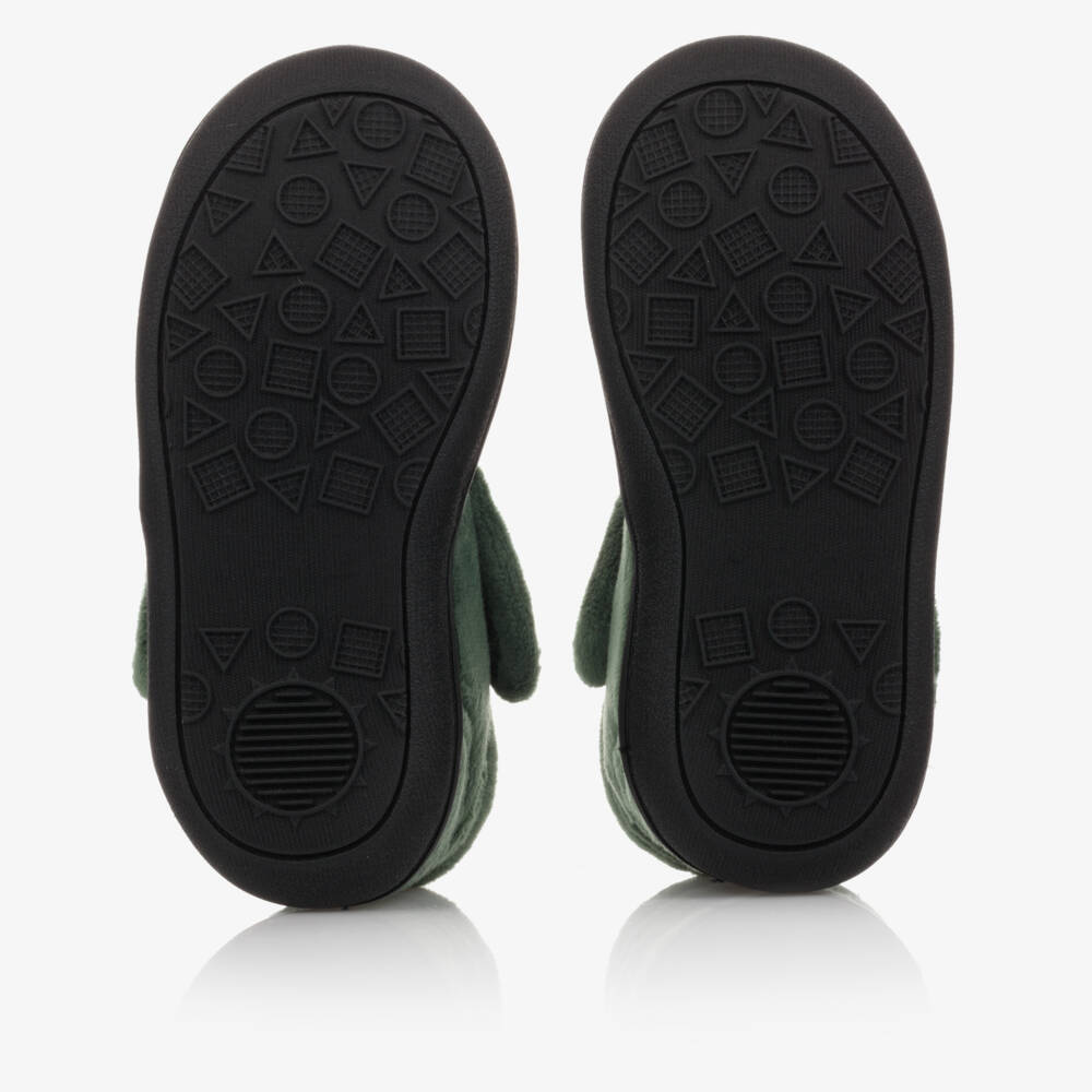 Chipmunks-Boys Green Dinosaur Velcro Slippers | Childrensalon Outlet