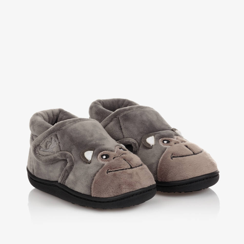 Chipmunks-Boys Grey Gorilla Slippers | Childrensalon Outlet