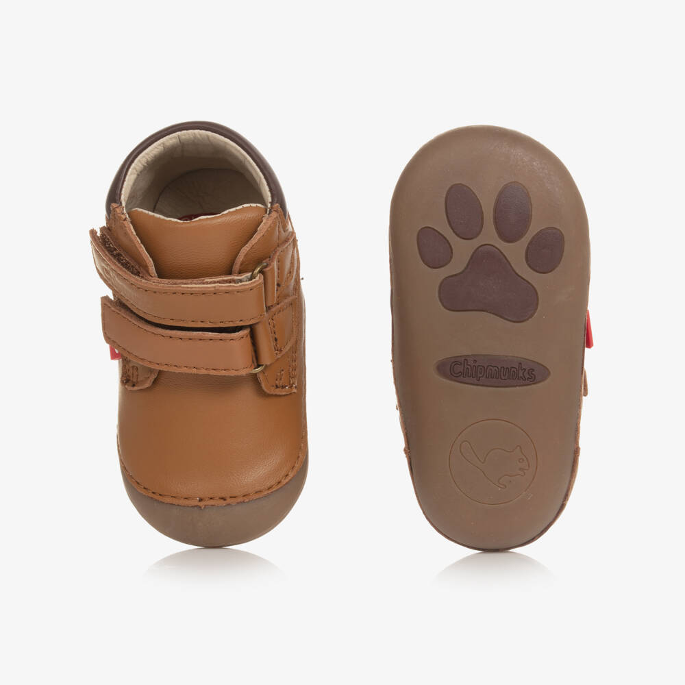 Chipmunks-Brown Leather First-Walker Boots | Childrensalon Outlet