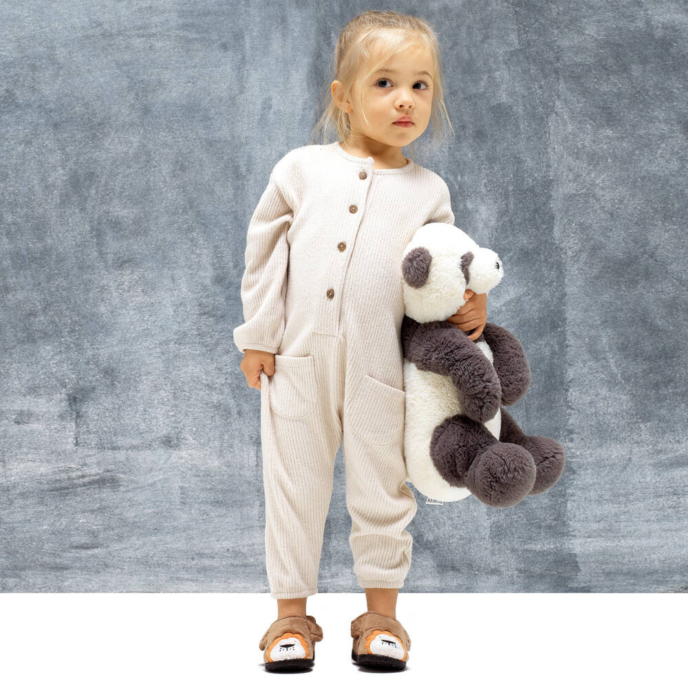 Chipmunks-Dark Beige Velcro Lion Slippers | Childrensalon Outlet