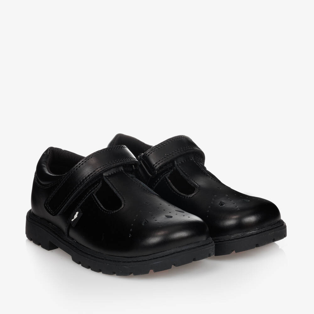 Chipmunks - Girls Black Leather T-Bar Shoes | Childrensalon