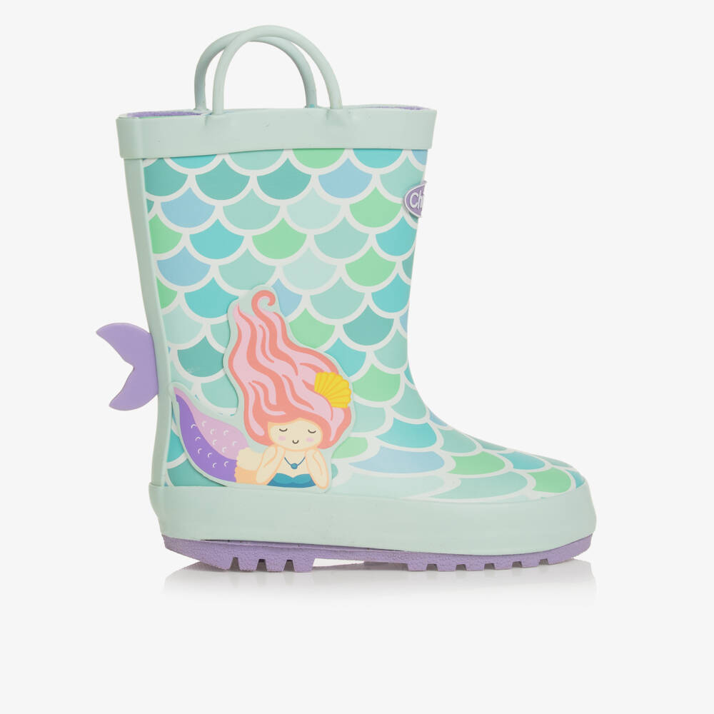 Chipmunks-Girls Green Mermaid Rain Boots | Childrensalon Outlet