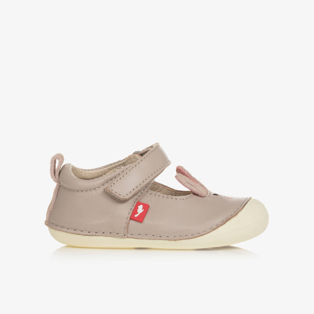 Chipmunks-Girls Grey Leather First-Walker Shoes | Childrensalon Outlet