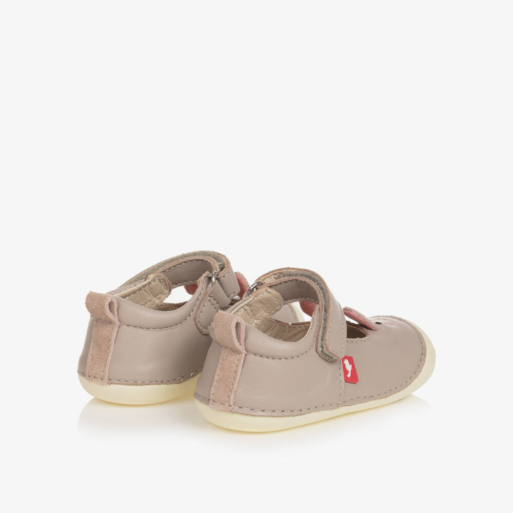 Chipmunks-Girls Grey Leather First-Walker Shoes | Childrensalon Outlet