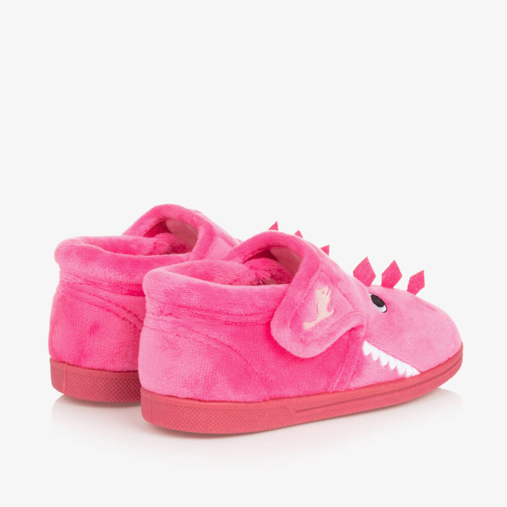Chipmunks-Girls Pink Fleece Dinosaur Slippers | Childrensalon Outlet