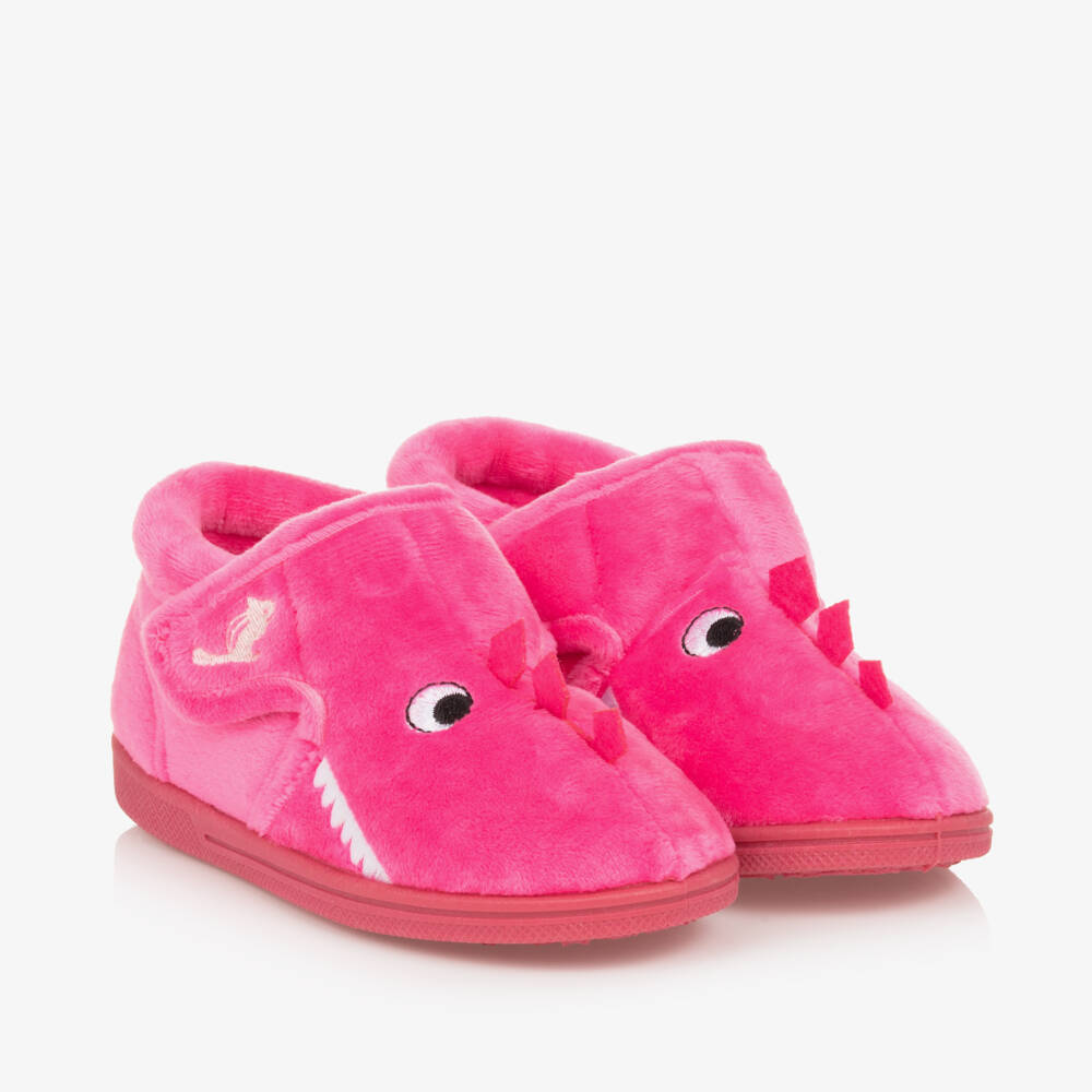 Chipmunks-Girls Pink Fleece Dinosaur Slippers | Childrensalon Outlet