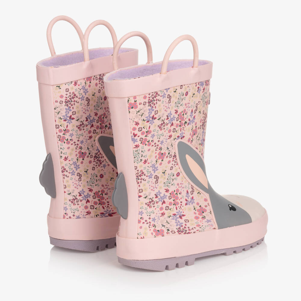 Chipmunks-Girls Pink Floral Bunny Rain Boots | Childrensalon Outlet