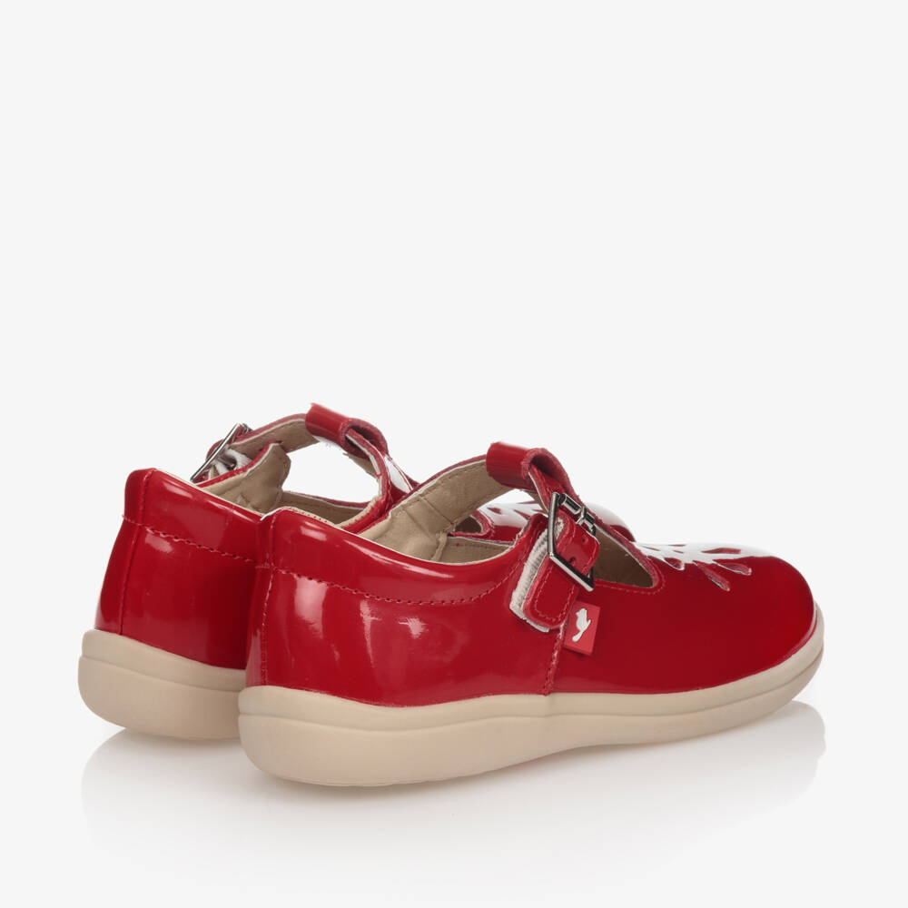 Chipmunks-Girls Red Leather T-Bar Shoes | Childrensalon Outlet