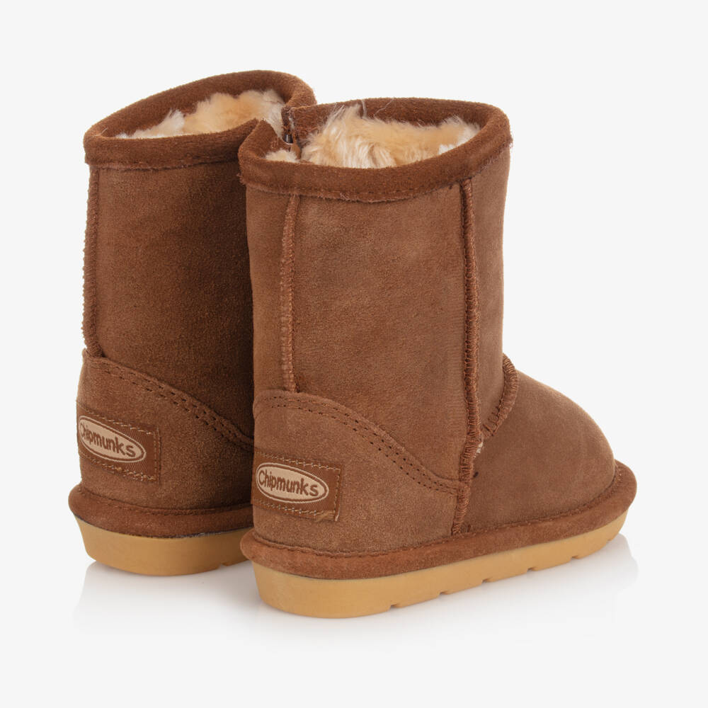 Chipmunks-Коричневые замшевые сапожки из кожи для девочек | Childrensalon Outlet