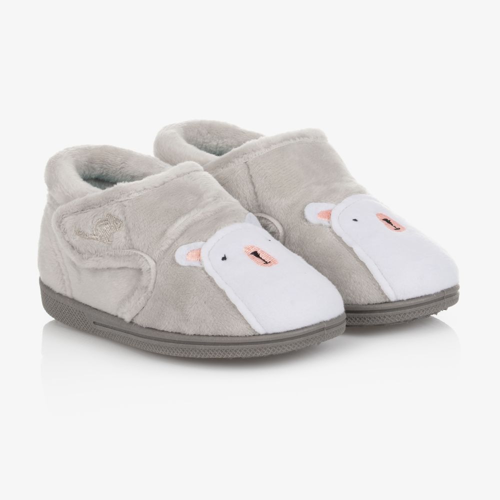 Chipmunks - Grey Polar Bear Slippers | Childrensalon