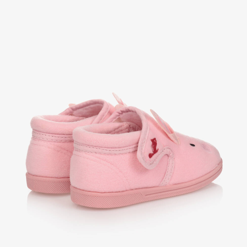 Chipmunks-Pink Bunny Velcro Slippers | Childrensalon Outlet