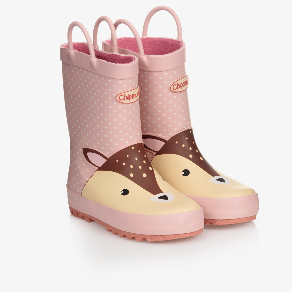 Chipmunks - Pink Deer Rain Boots | Childrensalon