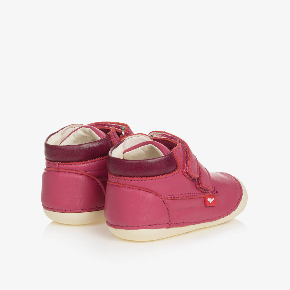 Chipmunks-Pink Leather First-Walker Boots | Childrensalon Outlet