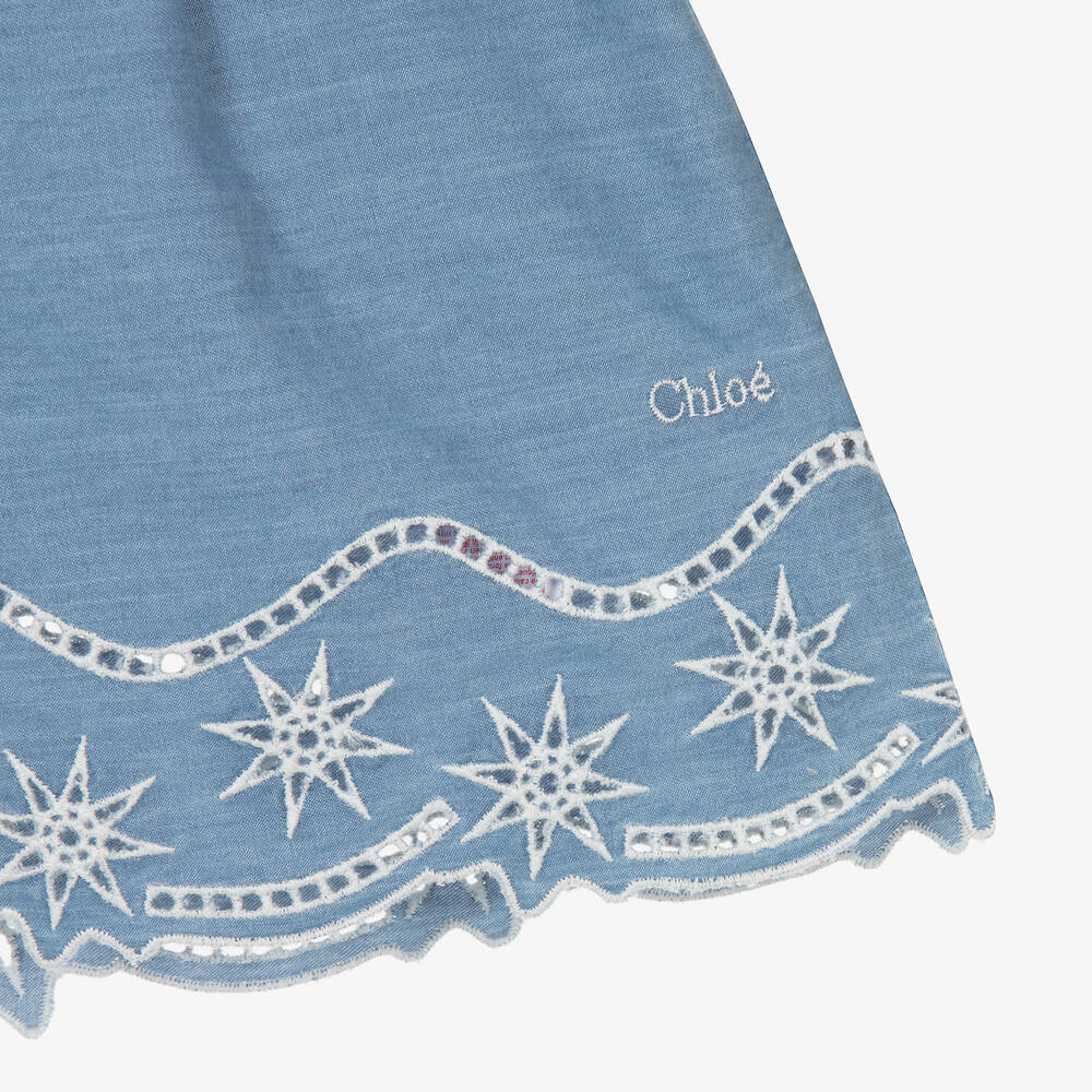 Chloé-Baby Girls Blue Chambray Dress Set | Childrensalon Outlet