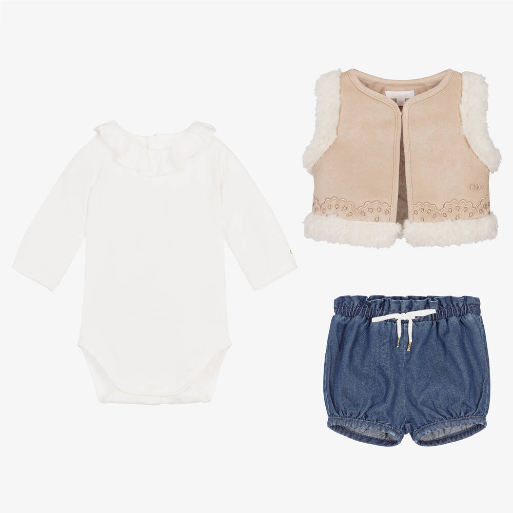 Chlo Ensemble short en jean b b fille Childrensalon Outlet
