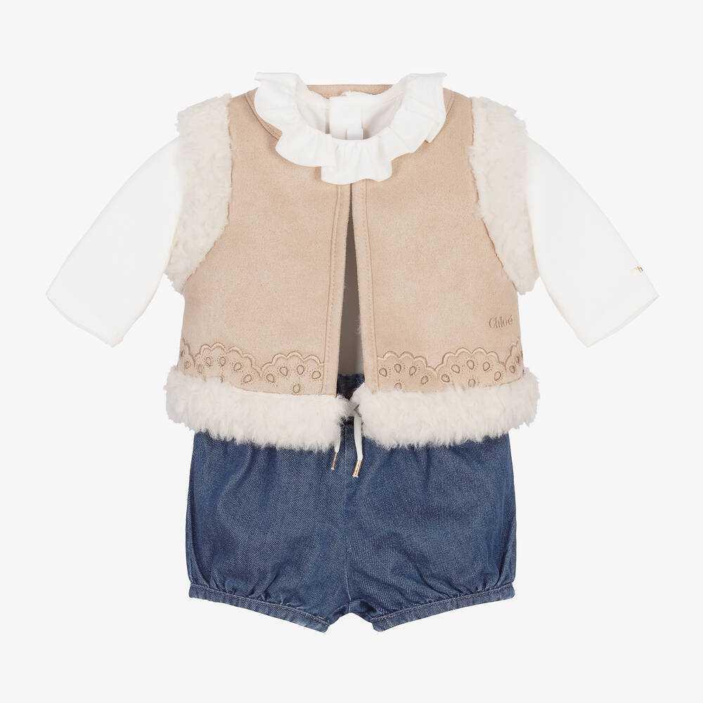 Chloé - Denim-Shorts-Set für Babys (M) | Childrensalon