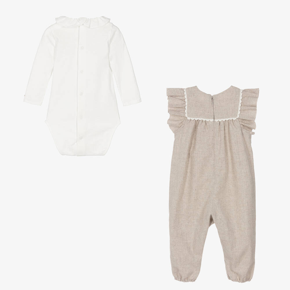 Chloé-Кремовое боди и серый полукомбинезон | Childrensalon Outlet