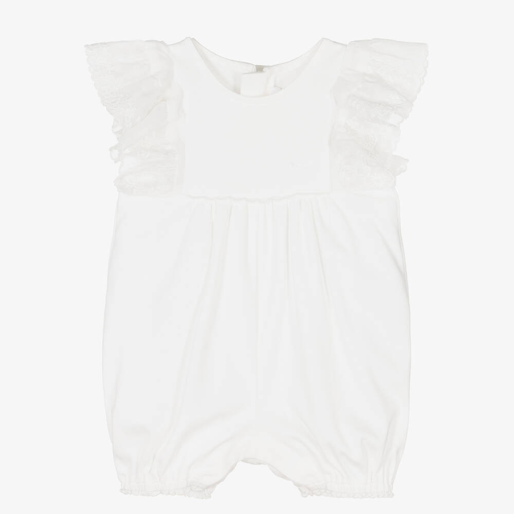 Chloé - Baby Girls Ivory Cotton Lace Shortie | Childrensalon