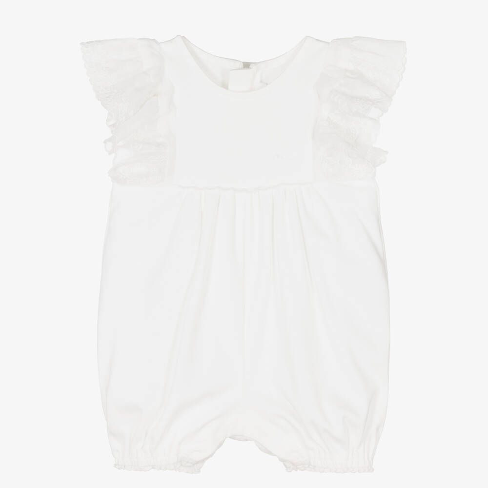 Chloé-Кремовый хлопковый песочник с кружевом | Childrensalon Outlet