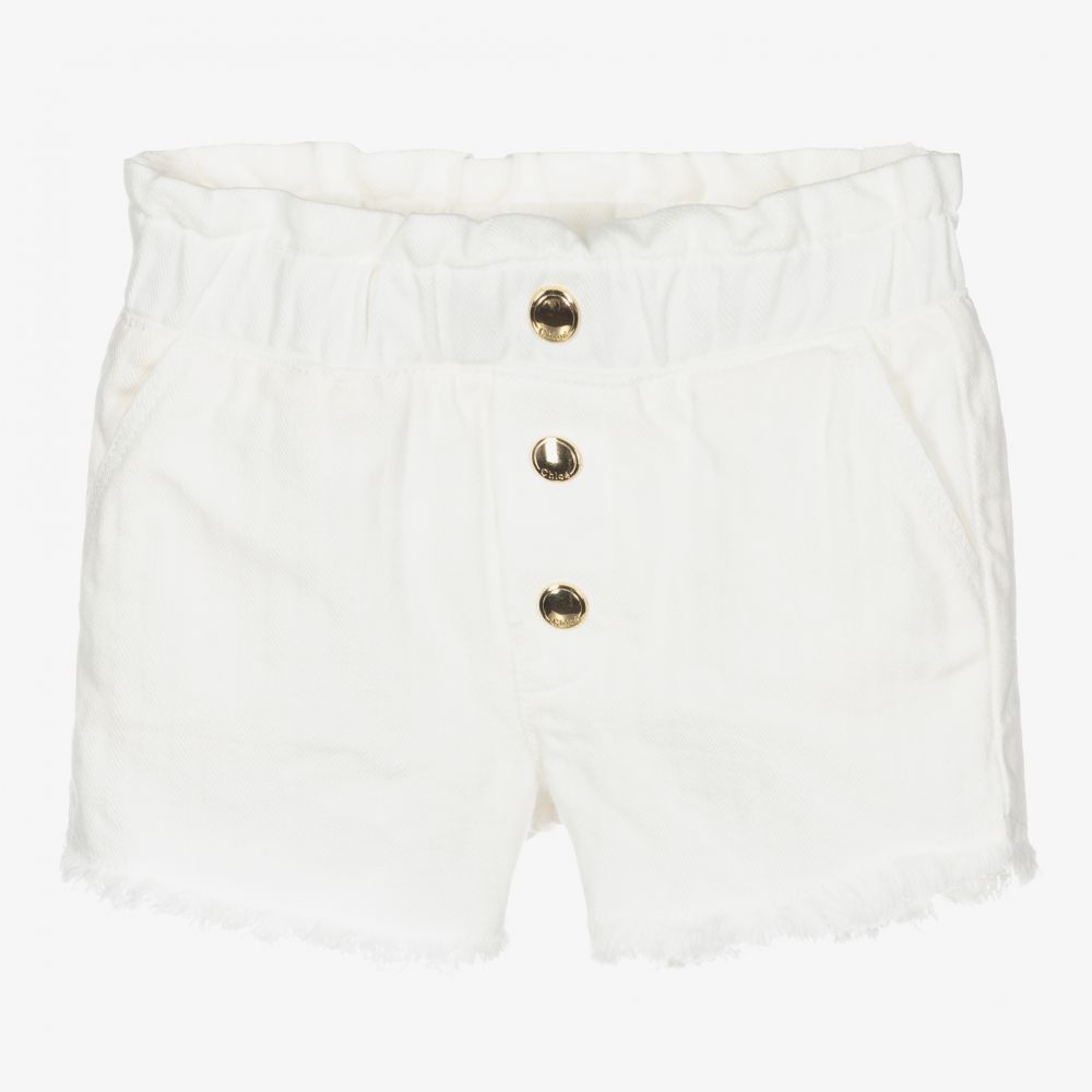 Chloé-شورت أطفال بناتي قطن تويل لون عاجي | Childrensalon Outlet