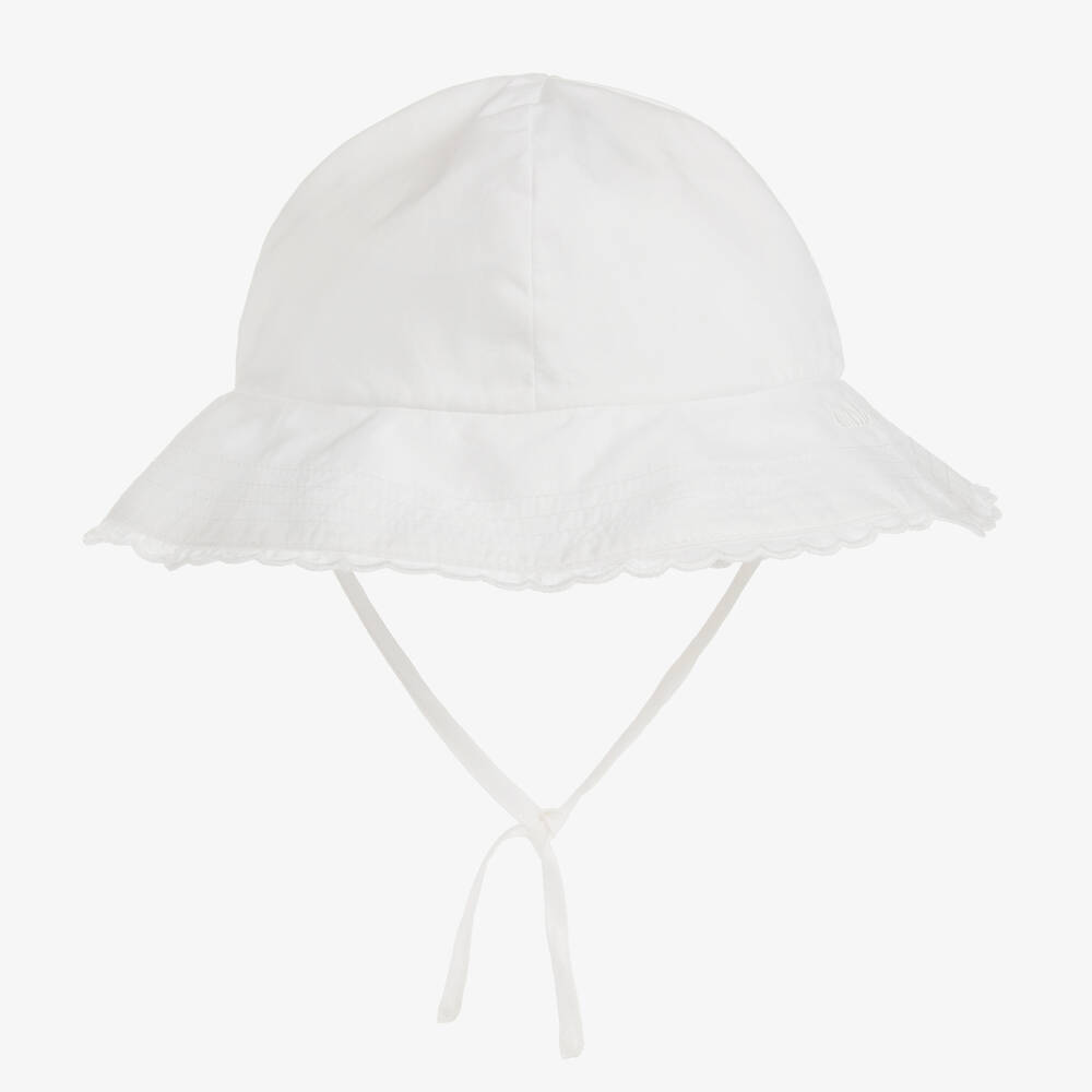 Chloé - Baby Girls Ivory Cotton Sun Hat | Childrensalon