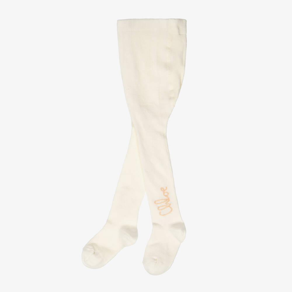 Chloé-Baby Girls Ivory Cotton Tights | Childrensalon Outlet