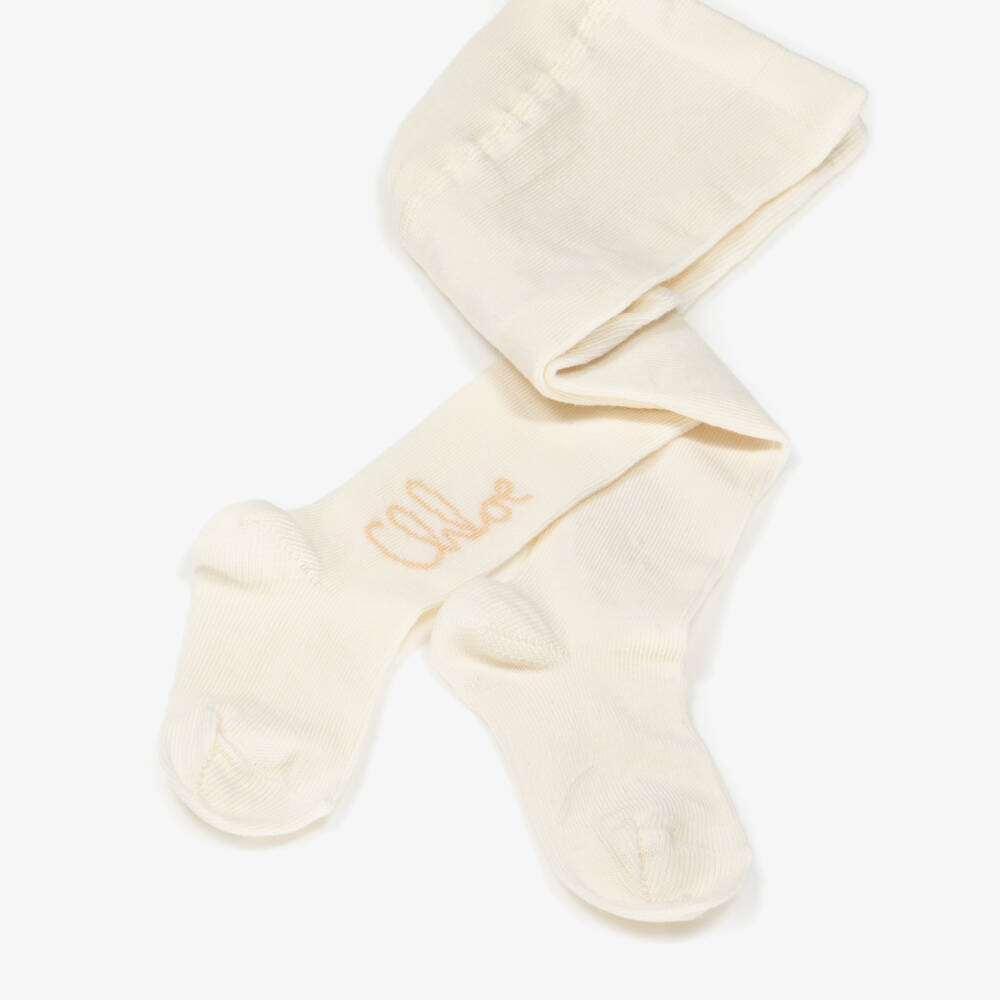 Chloé-Baby Girls Ivory Cotton Tights | Childrensalon Outlet