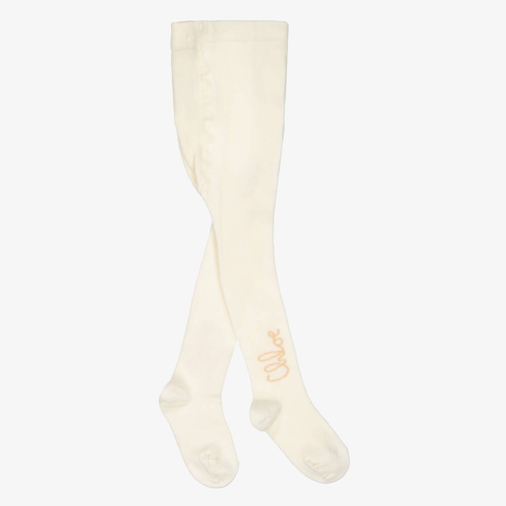 Chloé-Baby Girls Ivory Cotton Tights | Childrensalon Outlet