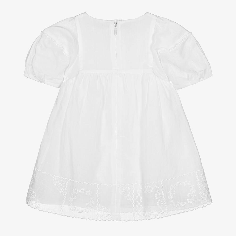 Chloé-Кремовое платье с вышивкой и трусики из хлопка | Childrensalon Outlet