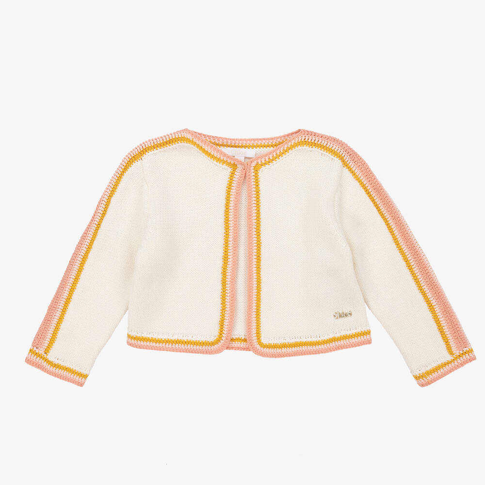 Chloé - Baby Girls Ivory Macramé Cardigan | Childrensalon