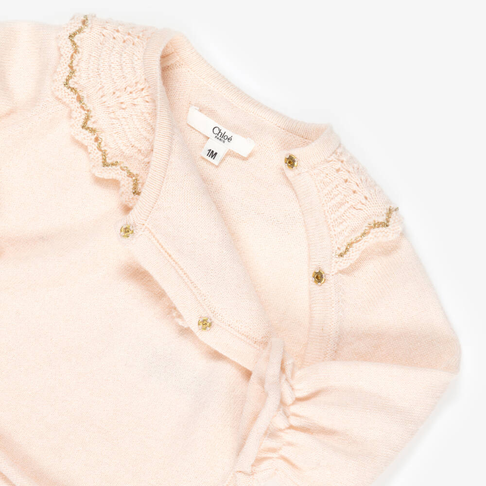 Chloé-Baby Girls Pale Pink Cotton & Cashmere Shorts Set | Childrensalon Outlet